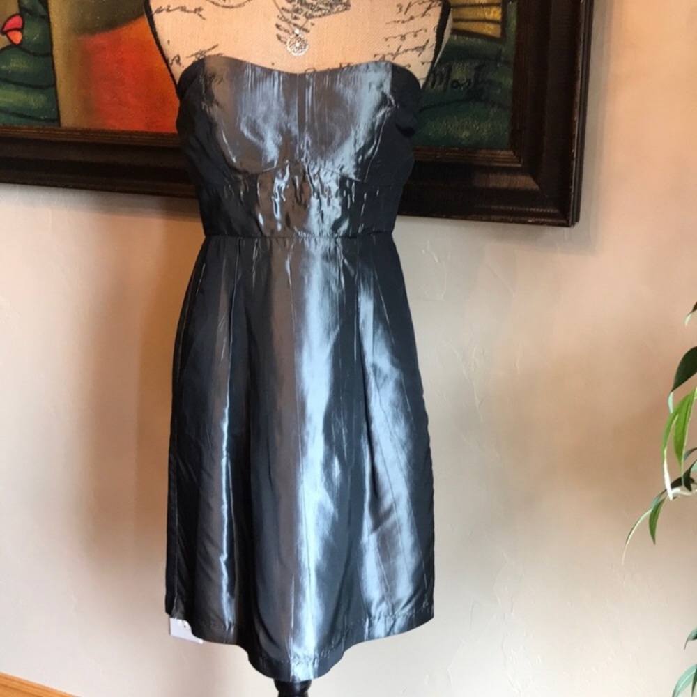 Lu Lu Lamé Strapless Party Dress Gunmetal Medium